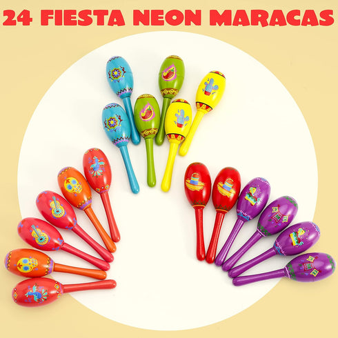 24 JOYIN Pcs Cinco De Mayo Mini Wooden Maracas Musical Party Favors for Birthday Party Favors, Mexican Fiesta