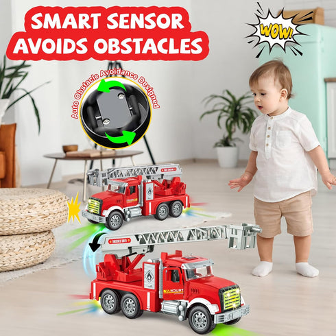 3-5, 1 2 3 4 5 6 Toddler Boy Toys, Fire Trucks for Toddlers Lights Music Toy Cars with Rotating Extend Ladder