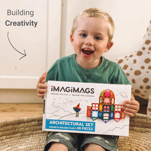 Magnetic Building Tiles, 48 Piece Architectural Dome Set for Kids, Educational Creative Learning Activity for Ages 3+