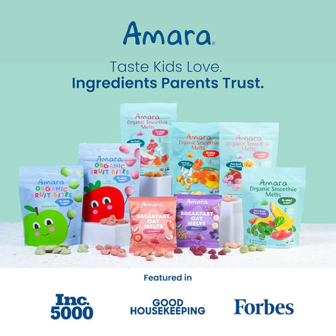 6 Amara Smoothie Melts - Mighty Sweet Greens - Baby Snacks Made With Fruits and Vegetables - Healthy Toddler Snacks