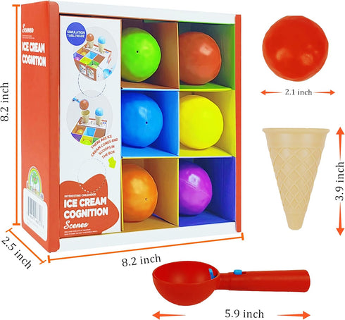 Ice Cream Toy Set (9 Pcs) - Multi Color Pretend Play Ice Cream Maker for Toddlers, Dramatic Shop Fun
