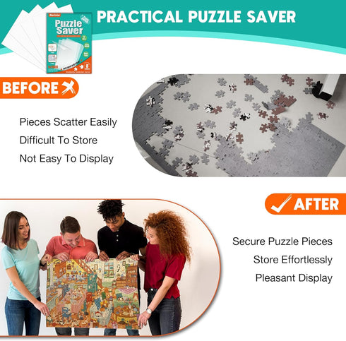 8 1000-Piece Nariolar Ultra-Adhesion Transparent Puzzle Glue Sheets, Puzzle Saver Sheets for Preserving Up to Jigsaws