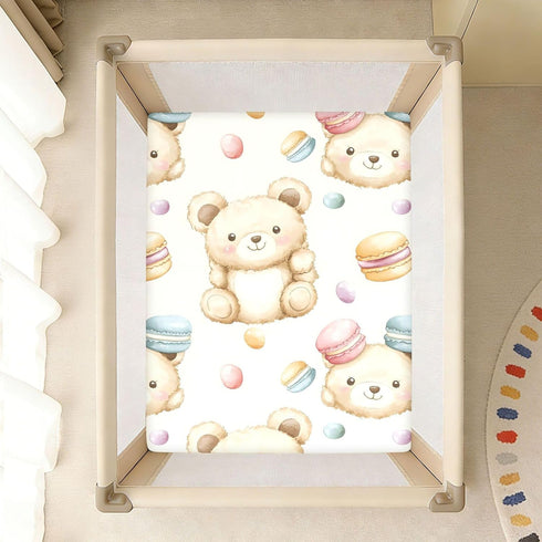 SEHANY 52"x28" Cute Cartoon Bear Fitted Crib Sheet - Soft Breathable Cotton Baby Crib Sheets for Standard Crib
