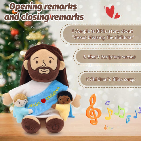 9" Yelakey Talking Jesus Plush for Kids, Jesus Loves Children Stuffed Doll for Church Easter and Baptisms Favors, Jesus