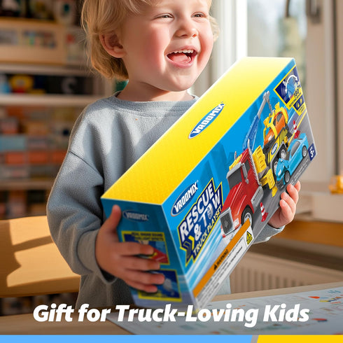 3 4 5 6 7 2 JOVA Vroomix Kids Tow Truck Toys for Years Old Boys, Toddler Car Toys, Large Truck with Transformation Cars