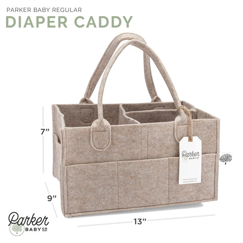 Parker Baby Diaper Caddy, Nursery Storage Bin and Car Organizer for Diapers and Baby Wipes, Oatmeal