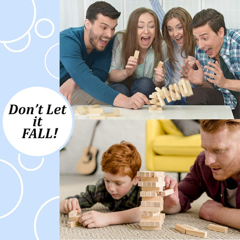 Number 1 in Gadgets 48 Timber Tower Wood Block Stacking Game, Piece Classic Wooden Blocks for Building, Toppling