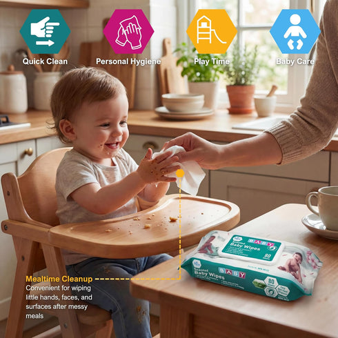 24 Pack (80 MED PRIDE Scented Baby Wipes, Wipes Each), Aloe & Vitamin E, Alcohol Free, Paraben Free, Soft & Strong Baby