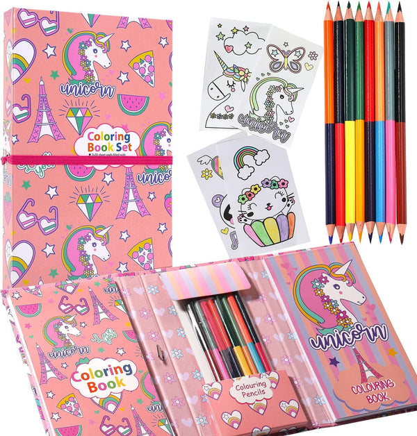 YOYTOO Unicorn Coloring Pads Kit for Girls, Unicorn Coloring Book with 60 Pages and 16 Colored Pencils