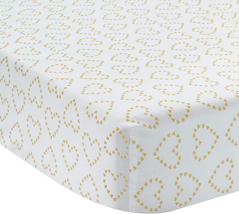 Lambs & Ivy Confetti Fitted Crib Sheet, Pink/Gold Heart