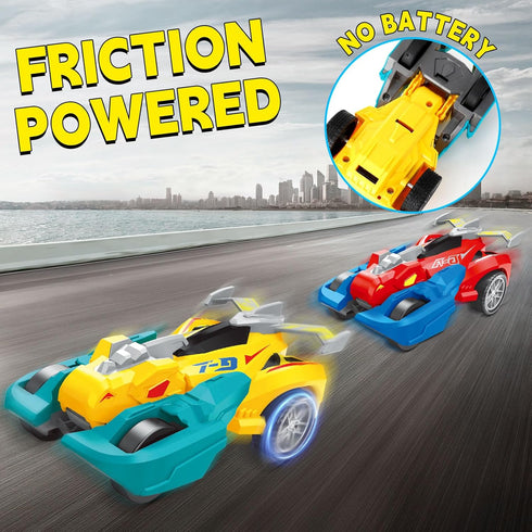 3-4, 2 Pack 3 4 5 6 3+ Dinosaur Monster Truck Toys for Ages Collision Transforming Toys Cars, Push and Go Vehicles Kids