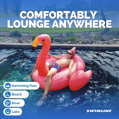 SWIMLINE 90627 Summer ORIGINAL Giant Inflatable Flamingo Pool Float | Stylish Ride-On Raft with Stable Wings & Legs |