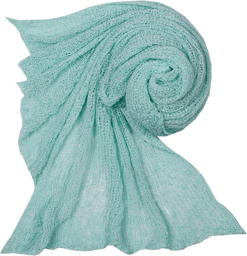 Newborn Baby Photography Prop Swaddle Cheesecloth Knit Crochet Wrap, 16 Colors Available (Mint)