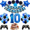 53 PCS 10th Birthday Decorations for Boys - Blue Video Game Party Supplies, Include Happy Birthday Banner, Number 10