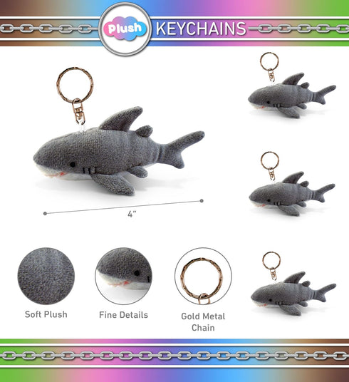 Puzzled Shark Plush Keychain Stuffed Animal Toy - Soft Fur Ocean Life Animal Grey Shark Charm Keyring, Cute Decorative Plush Toy Accessory Fun Buddy For Kids Bag, Purse, Backpack, Handbag - 4 Inches by Puzzled