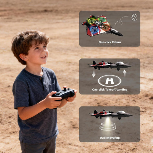 Adults,360 6+ Remote Control Airplane Drone with Light for Kids Flip Fighter Jet Helicopter Toys,Stunt Roll Planes