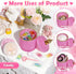MMRYLEPTY 5 Set, 21oz Pcs Body Powder Puff Pink Glass Powder Container with Lid, Soft Powder Puffs & Spoons, Washable