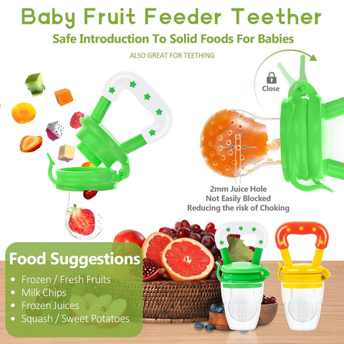 5 Pack 2 1 WAJIAYON Baby Fruit Feeder Pacifier - | Infant Food Feeder Pacifier & Baby Food Dispensing Spoon | Fresh