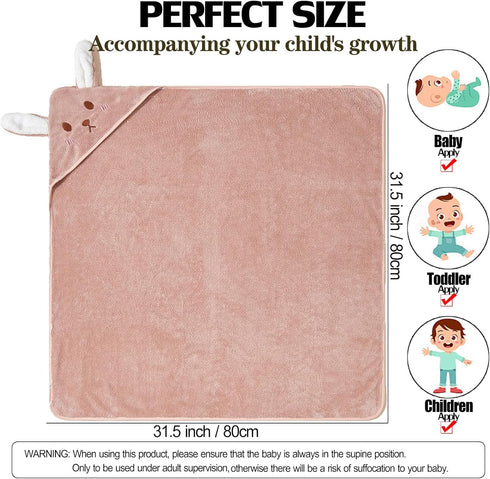 Baby Bath Towel with Hooded, 2 Pack Absorbent Soft Hooded Towel for Newborns, Unisex 31.5x31.5 in Bath Towel Set