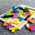 GEKELI 4 Pack Wooden Blocks Puzzles, Russian Blocks, Hexagon Puzzles, Tangrams Puzzles, Board Tic Tac Toe Game, Brain