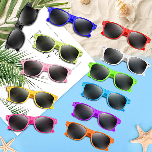 NEBURORA Neon Sunglasses Bulk Classic Retro 6/12/24/60 Pack Multicolor Party Toys for Summer Beach Favors