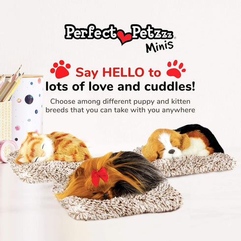 Realistic Minis Yorkie Interactive Plush Toy, Life-Like Electronic Pets with 100% Handcrafted Synthetic Fur