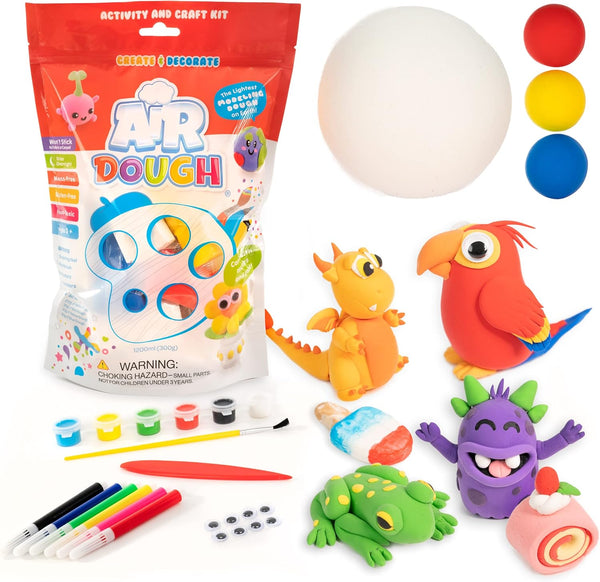 Air Dough: Multicolor, Ultra Light, Non-Toxic Modeling Clay in Resealable Bag with Sculpting Tool & Paint