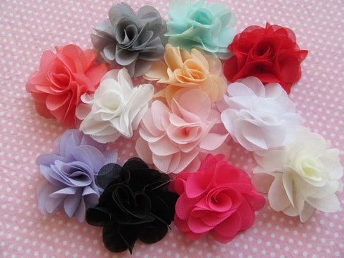 YYCRAFT Pack of 30 Chiffon Flower Hair Flower Headband, 1.5" Mix Color