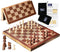 Portable Wooden Chess Set for Adults and Kids, 15" Board with Pieces & Drawstring Bag