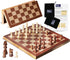Portable Wooden Chess Set for Adults and Kids, 15" Board with Pieces & Drawstring Bag