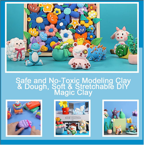 Air Dry Clay Kit, EDIFON Ultra Light Magic Modeling Clay with Tools, Safe and Non-Toxic, Ideal Gift for Kids (48 Colors)