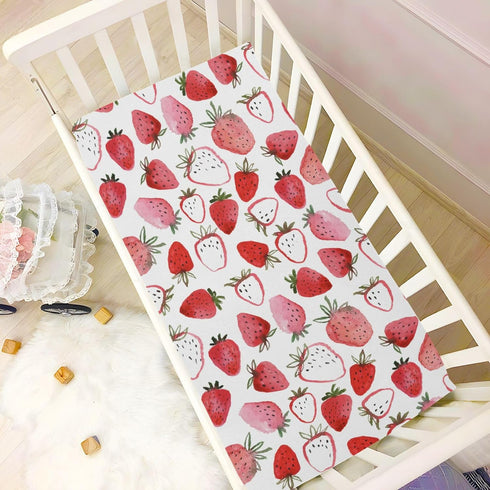 Set, Fitted Crib Sheets for Boys Girls, Soft Breathable Comfortable Watercolor Strawberries Baby Sheet Crib Sheets Fits
