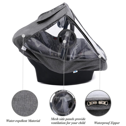 Miracle Baby Car Seat Rain Cover, Universal Infant Car Seat Weather Shield with Storage Bag,Waterproof Baby Car Seat