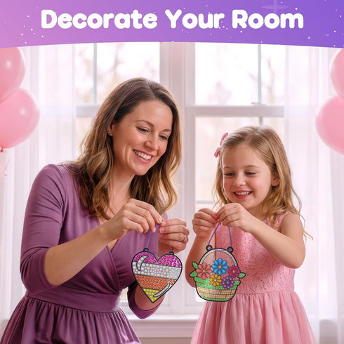 5PCS 4 5 6 7 8 9 ZIZZ Diamond Painting Suncatcher Kits for Kids: Easter Basket Stuffers for Kids, Birthday Gifts