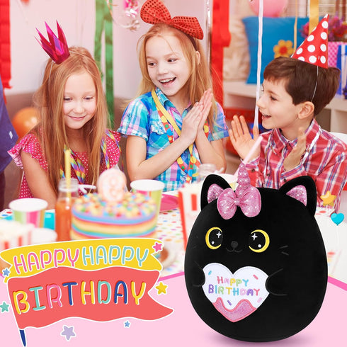 Happy Birthday Gift Black Cat Plush Toys - 11 Inch Kawaii Anime Plushie - Birthday Gifts for Kids