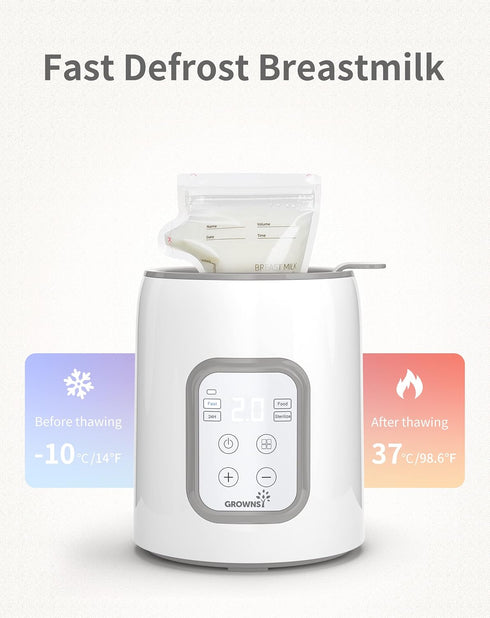 GROWNSY 8-in-1 Fast Baby Milk Warmer with Timer, Accurate Temperature Control, Defrost, Sterilizing, Heat Baby Food Jars