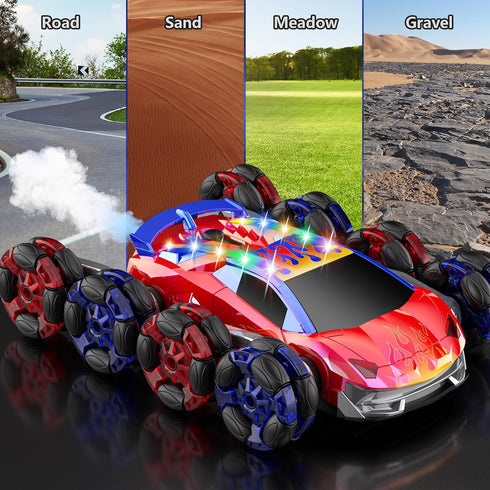 8WD Car,2.4GHz 7 OSIMILY Remote Control Gesture Sensing RC Stunt Car,Cool Spray Rotation RC Car with Lights