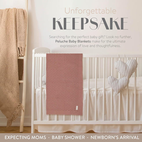 peluche 0-3 29" 36") Pointelle Knit Blanket with Bonnet - Luxurious Cuddle & Swaddle - Unisex Newborn Baby Swaddles