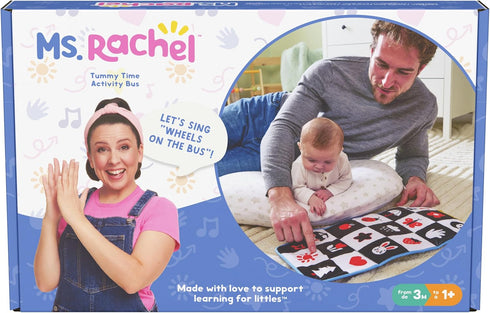 Tummy 3 1+ Ms. Rachel Official Time Activity Bus Folding Play Mat with Baby Mirror & Sensory Toys for Interactive Play