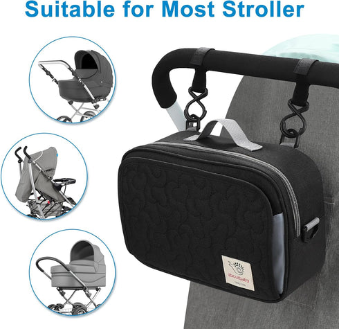 Accmor Universal Stroller Organizer with Insulated Cup Holder Pocket, Large Capacity Caddy for Uppababy, Doona, Nuna
