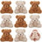Threan 8 Pcs Mini Plush Bears, 4'' Small Stuffed Animal Toys for Keychain Baby Shower Party Favors (Brown, Apricot)