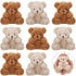 Threan 8 Pcs Mini Plush Bears, 4'' Small Stuffed Animal Toys for Keychain Baby Shower Party Favors (Brown, Apricot)