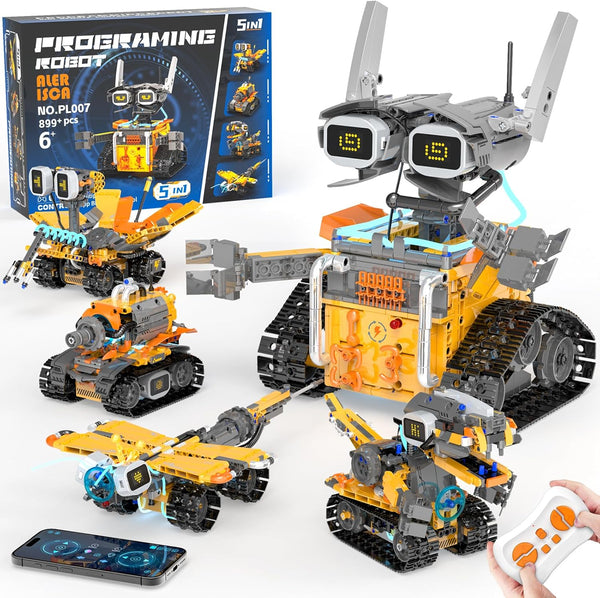 Alerisca 5in1 STEM Robot Building Kits for Kids 6-12, App & Remote Control