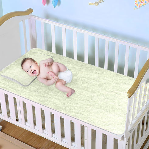SyXIOP 28" 52" Green Cooling Baby Waterproof Crib Mattress Cover x Absorbent Pee Pads for Kids, Adult
