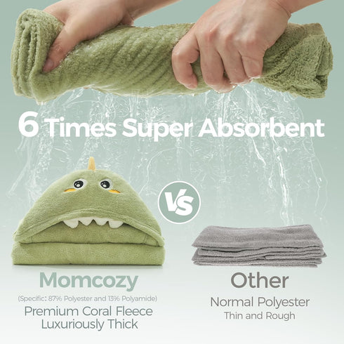 Momcozy (0-36 Size,2 Pack) Baby Bath Towels with Visualize Health Label - Ultra Soft & Absorbent Coral Fleece Hooded