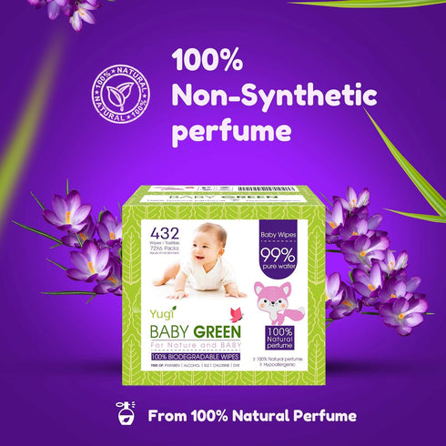 Pack (6 Packs 72) 432 99% Biodegradable Baby Wipes Natural Perfume of Pure Water Plastic Free Moist Newborn Diaper