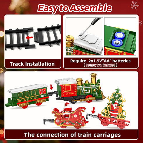 Novaluki Set 4-8, 3 4 5 6 7 8 Christmas Train for Kids, Electric Train Toy with Light and Sound, DIY Building Train