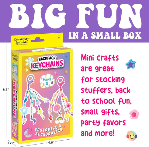 Backpack 2 6+) Creativity for Kids Keychains Mini Kit | Make Trendy Keychains with Beads & Charms | DIY Craft Kit