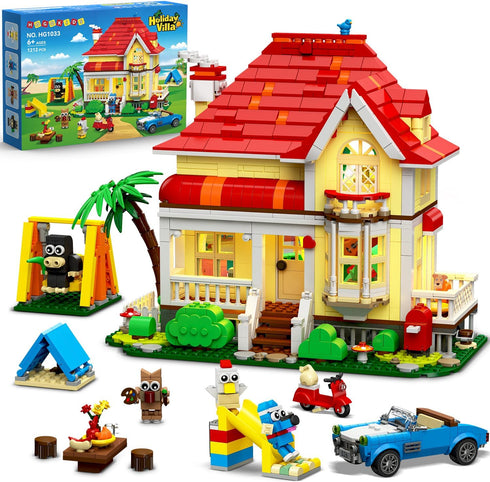 HOGOKIDS Girls House Building Set with LED Lights Girl Friends Family House