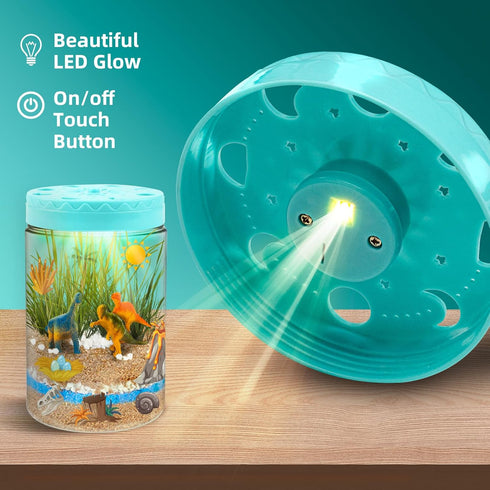 Light Up Dinosaur Terrarium Kit for Kids, Educational Gardening Science Kits, Creative Dinosaur Toys for Ages 4-12